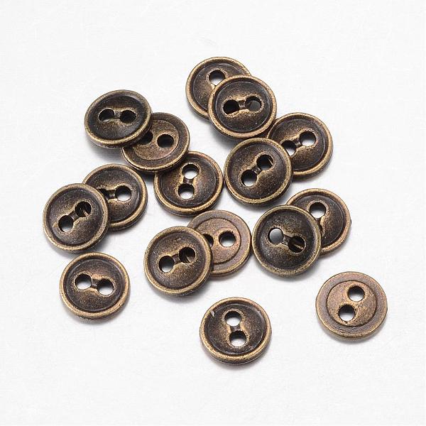 

PandaHall Alloy Buttons, 2-Hole, Flat Round, Antique Bronze, 10x2mm, Hole: 1.5mm Alloy Flat Round