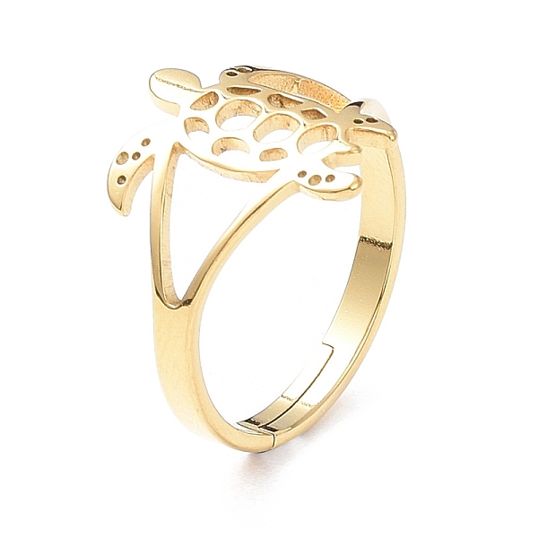 

PandaHall Ion Plating(IP) 304 Stainless Steel Hollow Out Tortoise Adjustable Ring for Women, Golden, US Size 6 1/4(16.7mm) 304 Stainless...