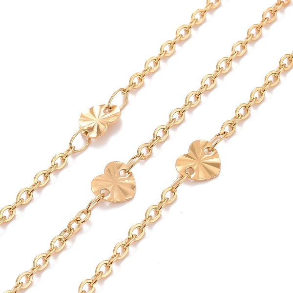 

PandaHall Vacuum Plating 304 Stainless Steel Heart Link Chains, Soldered, with Spool, Golden, 3x2x0.5mm, 6x6.5x0.5mm 304 Stainless Steel