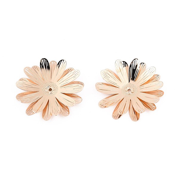 Brass Bead Caps, Flower, Light Gold, 24.5-25x23.5-24x4-5mm, Hole: 0.9-1mm