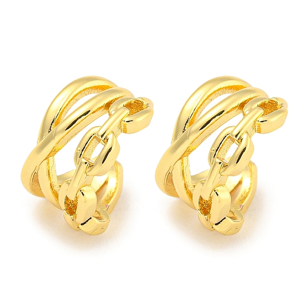 

PandaHall Brass Cuff Earrings, Chain, Real 18K Gold Plated, 13x9mm Brass Others