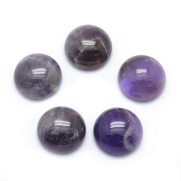 

PandaHall Natural Amethyst Cabochons, Half Round, 13.5~14x6~8mm Amethyst Half Round