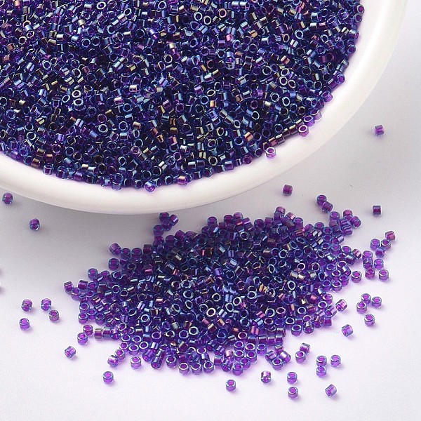 

PandaHall MIYUKI Delica Beads, Cylinder, Japanese Seed Beads, 11/0, (DB1755) Fuchsia Lined Aqua AB, 1.3x1.6mm, Hole: 0.8mm, about..., Purple