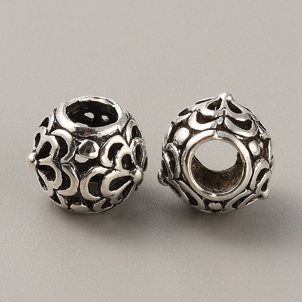 

PandaHall Tibetan Style Alloy European Beads, Large Hole Beads, Rondelle with Flower, Antique Silver, 10.5x9mm, Hole: 4mm Alloy Rondelle