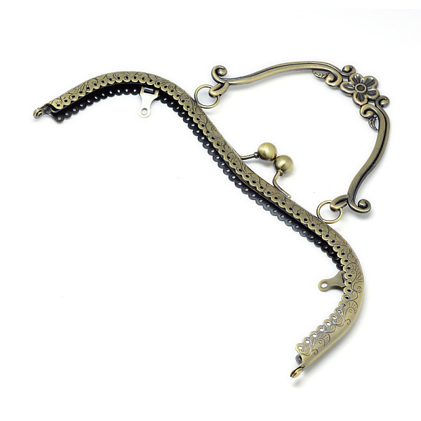 

PandaHall Iron Purse Frame Handle for Bag Sewing Craft Tailor Sewer, Antique Bronze, 160x205~210x13mm, Hole: 1.5~3mm Iron