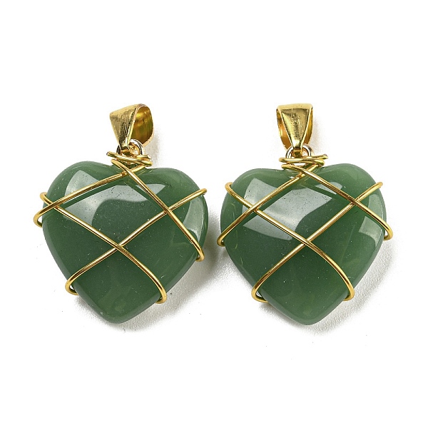 

PandaHall Glass Pendant, with Golden Brass & Iron Findings, Heart Charms, Sea Green, 22.5x21.5x8mm, Hole: 7.5x4mm Brass+Glass Heart