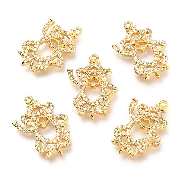 

PandaHall Brass Micro Pave Clear Cubic Zirconia Open Back Bezel Links Connectors, Long-Lasting Plated, Monkey, Real 18K Gold Plated...
