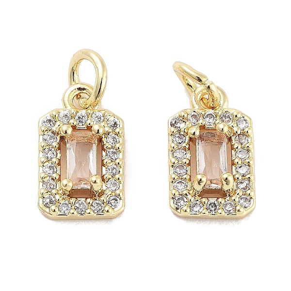 

PandaHall Brass Micro Pave Cubic Zirconia Charms, with Jump Ring, Rectangle, Real 18K Gold Plated, Clear, 10x6x3.5mm, Hole: 2.5mm...