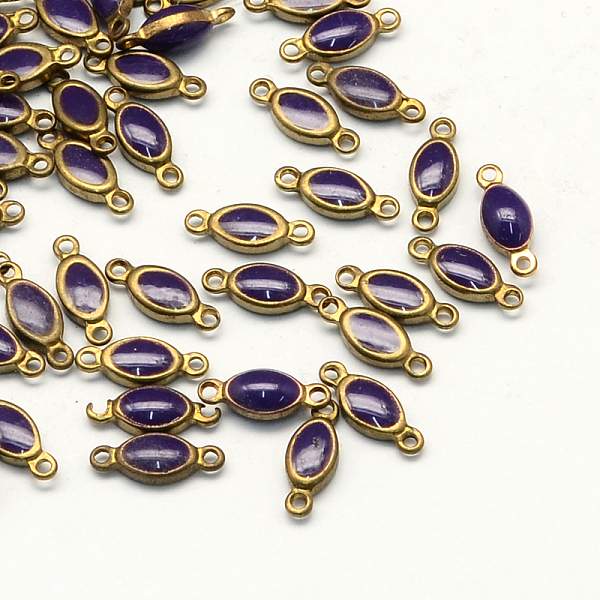 

PandaHall Antique Bronze Plated Brass Enamel Oval Links connectors, Enamelled Sequins, DarkSlate Blue, 4x10.5x3mm, Hole: 1mm Brass Oval