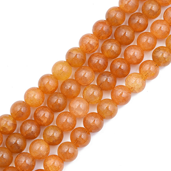 

PandaHall Crackle Glass Beads Strands, Dyed & Heated, Round, Goldenrod, 10mm, Hole: 1mm, about 78~79pcs/strand, 29.92 inch~30.24 inch..., Gold
