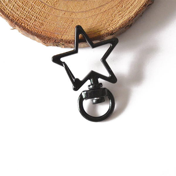 

PandaHall Spray Painted Alloy Swivel Snap Hooks Clasps, Star, Black, 3.4cm Alloy Black