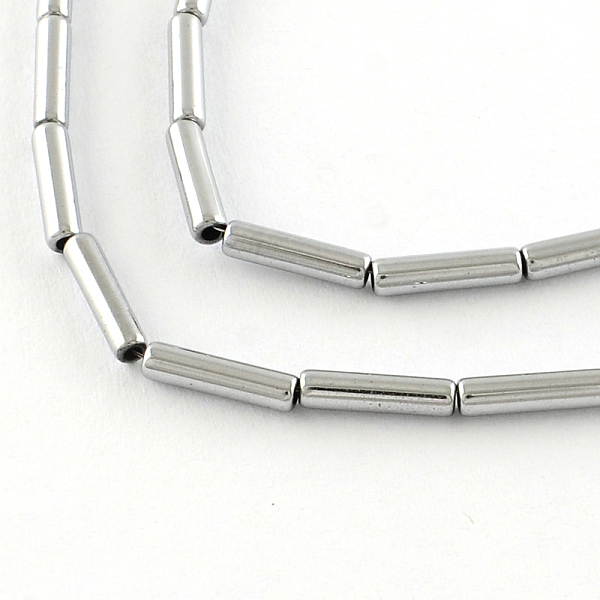 

PandaHall Electroplate Non-magnetic Synthetic Hematite Tube Bead Strands, Platinum Plated, 8x2mm, Hole: 1mm, about 51pcs/strand, 15.9 inch...