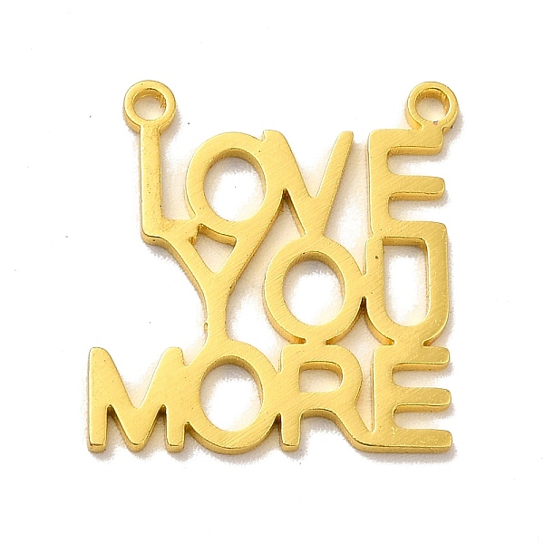 

PandaHall 201 Stainless Steel Pendants, Word Charm Love You More, Golden, 19x18.5x1mm, Hole: 1.5mm 201 Stainless Steel Word