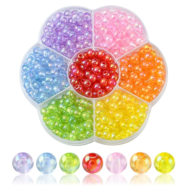 490Pcs 7 Colors Transparent Acrylic Beads