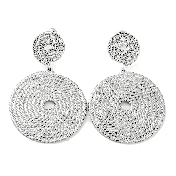 

PandaHall 304 Stainless Steel Dangle Stud Earrings, Flat Round, Stainless Steel Color, 54x35mm 304 Stainless Steel Flat Round