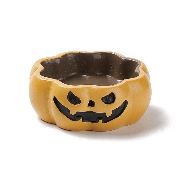 

PandaHall Halloween Theme Mini Resin Home Display Decorations, Pumpkin Jack-O'-Lantern Tray, Sandy Brown & Black, 42x16mm Resin Pumpkin