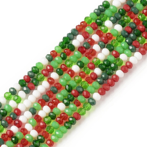 

PandaHall Glass Beads Strands, Faceted, Abacus, Colorful, 2.5x2mm, Hole: 0.8mm, about 165~189pcs/strand, 36.6~41.3cm Glass Rondelle
