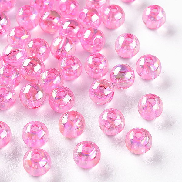 

PandaHall Transparent Acrylic Beads, AB Color Plated, Round, Pearl Pink, 8x7mm, Hole: 2mm, about 1745pcs/500g Acrylic Round