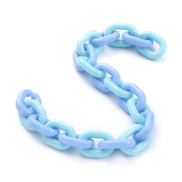 

PandaHall Handmade Acrylic Cable Chains, Deep Sky Blue, Links: 19x14x4mm, 39.37 inch(1m)/strand Acrylic Blue