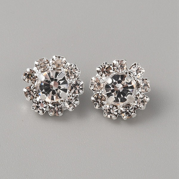 

PandaHall Alloy Rhinestone Shank Button for Garment Accessories, Flower, Silver, 11.5x8mm, Hole: 1.4mm Alloy Flower