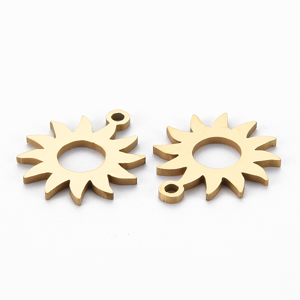 

PandaHall Ion Plating(IP) 201 Stainless Steel Pendants, Cut, Sun, Golden, 16.5x14x1mm, Hole: 1.4mm 201 Stainless Steel Sun