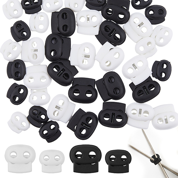 

PandaHall DICOSMETIC 40Pcs 2 Colors Knitting Needle Stoppers 2 Sizes Spring End Stopper Plastic Stitch Stopper Double Hole Cord Lock..., Multicolor