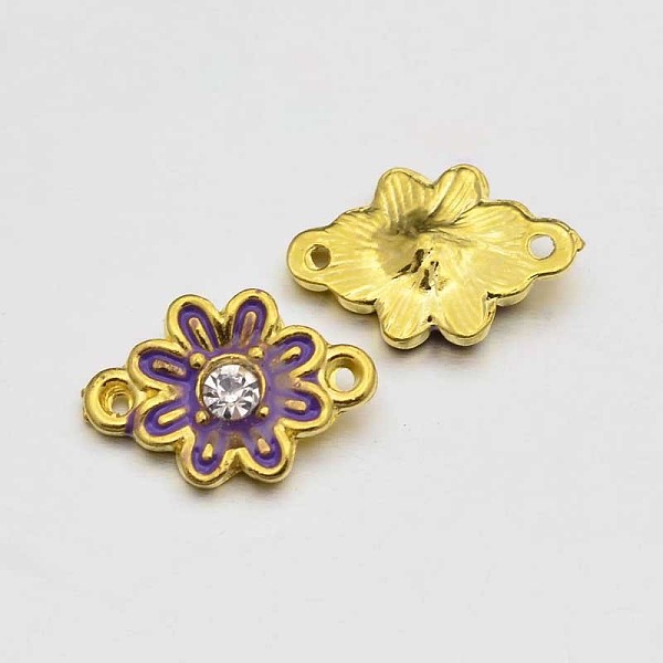 

PandaHall Golden Tone Alloy Rhinestone Enamel Flower Links connectors, Dark Violet, 17x12x4mm, Hole: 1mm Alloy Rhinestone+Enamel Flower..., Clear