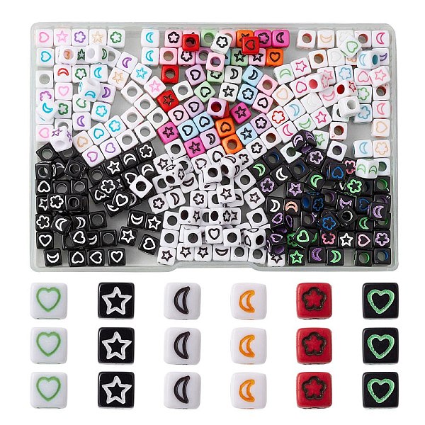 

PandaHall 30Pcs 6 Colors Craft Acrylic Beads, Cube, Mixed Color, 5.5~6x5.5~6x5.5~6mm, Hole: 3mm, 50pcs/color Acrylic Cube Multicolor