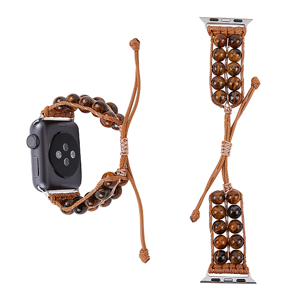 

PandaHall Natural Tiger Eye Round Braided Bead Watch Band, Triple Layer Quick Release Watch Bands, Replacement Watch Straps, Saddle Brown...