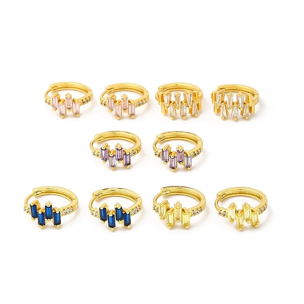 

PandaHall Cubic Zirconia Rectangle Hoop Earrings, Real 18K Gold Plated Brass Jewelry for Women, Cadmium Free & Nickel Free & Lead Free..., Multicolor
