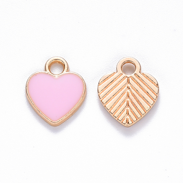 

PandaHall Alloy Enamel Charms, Heart, Light Gold, Pink, 12x10x2mm, Hole: 2mm Alloy+Enamel Heart Pink