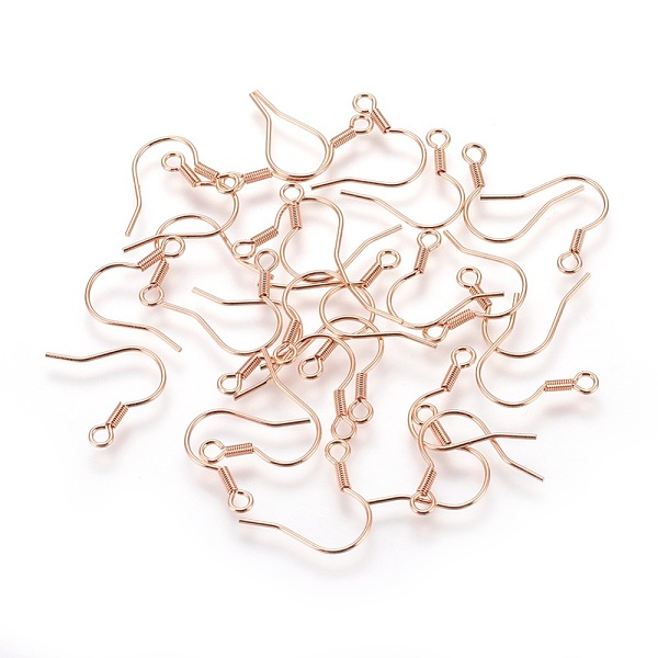 

PandaHall 304 Stainless Steel Earrings Hooks, with Horizontal Loop, Rose Gold, 16.5~17.5x17~20mm, Hole: 2mm, Pin: 0.7mm 304 Stainless Steel