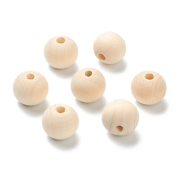 

PandaHall Natural Unfinished Wood Beads, Round Wooden Loose Beads, Wheat, 19x17.5mm, Hole: 5.5mm, about 240pcs/500g Schima Wood Round Orange