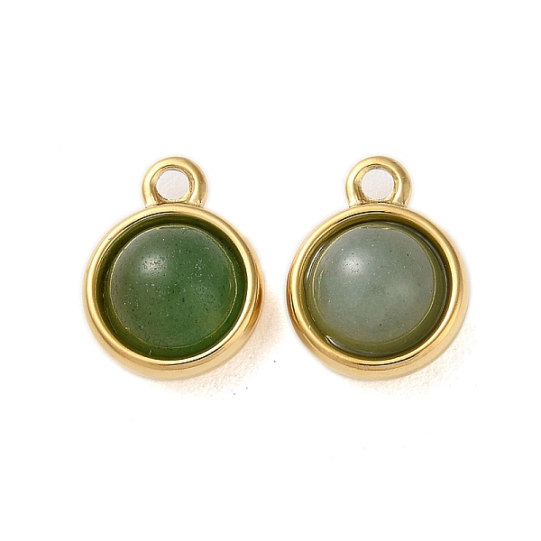 

PandaHall Natural Green Aventurine Half Round Charms, with 304 Stainless Steel Findings, Real 14K Gold Plated, 13.5x10.5x6.5mm, Hole: 1.8mm...