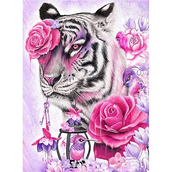 

PandaHall 5D DIY Diamond Painting Animals Canvas Kits, with Resin Rhinestones, Diamond Sticky Pen, Tray Plate and Glue Clay, Tiger Pattern..., Multicolor