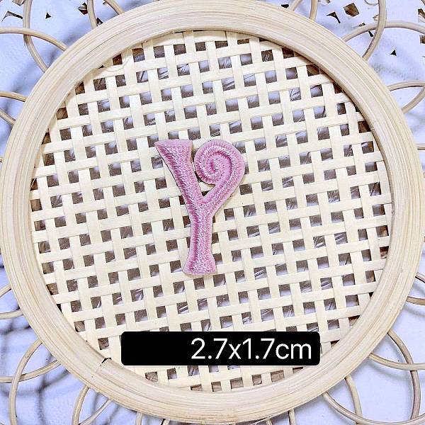 PandaHall Computerized Embroidery Cloth Self Adhesive Patches, Stick on Patch, Costume Accessories, Letter, Pink, Y:27x17mm Cloth Letter...