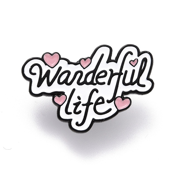 

PandaHall Wonderful Life Word Enamel Pin, Inspirational Alloy Enamel Brooch for Backpack Clothes, Electrophoresis Black, White, 20x30x10.5mm...