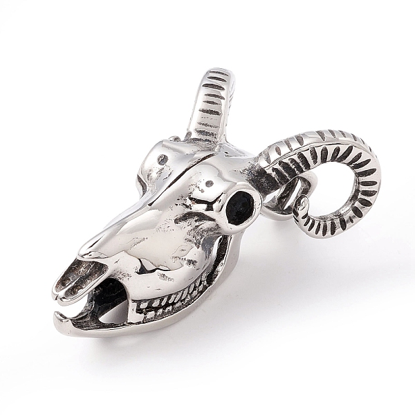 

PandaHall Tibetan Style 304 Stainless Steel Pendants, Cow Skull, Antique Silver, 44x28.5x17.5mm, Hole: 8x5.5mm 304 Stainless Steel Skull