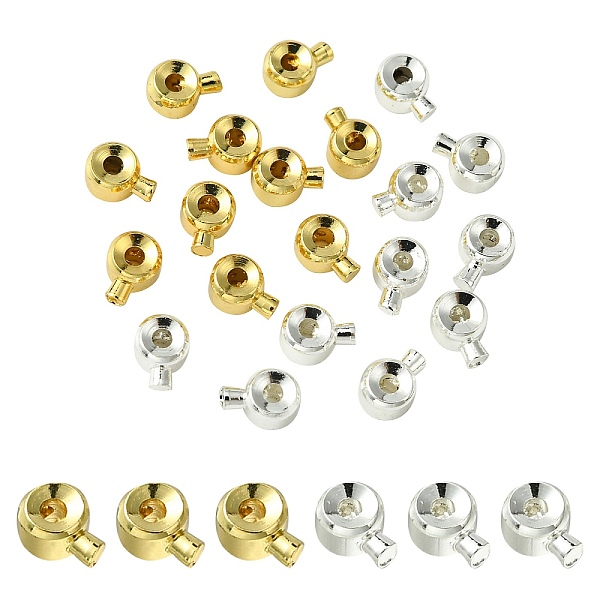 

PandaHall 20Pcs 2 Colors Brass Crimp Beads, Rondelle, Golden & Silver, 4.3x3.1x2.5mm, Hole: 0.8mm, 10pcs/color Brass Rondelle