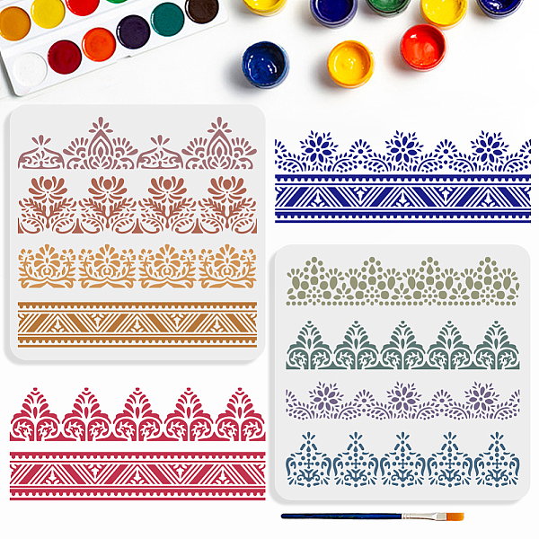 

PandaHall MAYJOYDIY US 1 Set PET Hollow Out Drawing Painting Stencils, for DIY Scrapbook, Photo Album, with 1Pc Art Paint Brushes, Flower...