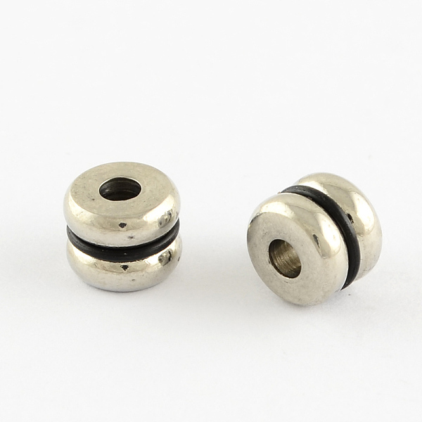 

PandaHall Stainless Steel Spacer Beads, with Black Silicone, Flat Round, Stainless Steel Color, 8x6mm, Hole: 3mm Stainless Steel Flat Round...