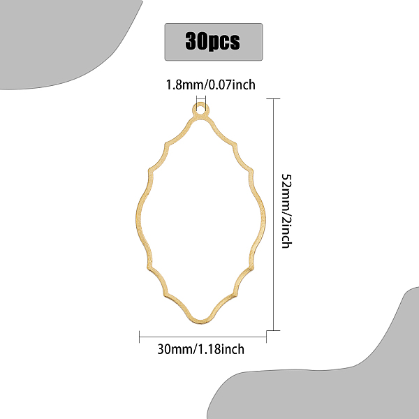 

PandaHall CHGCRAFT Brass Big Pendants, Wavy Flower Charm, Golden, 52x30x0.5mm, Hole: 1.8mm, 30pcs/box Brass Flower