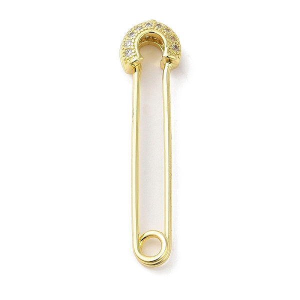 

PandaHall Rack Plating Brass Micro Pave Cubic Zirconia Brooch Pin, Long-Lasting Plated, Lead Free & Cadmium Free, Safety Pin, Real 18K Gold..., Clear