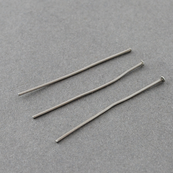 

PandaHall 304 Stainless Steel Flat Head Pins, Stainless Steel Color, 40x0.7mm, Head: 1.6mm 304 Stainless Steel