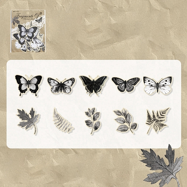 

PandaHall 20Pcs 10 Styles Paper Self-Adhesive Stickers, for DIY Album Scrapbook, Butterfly, Gainsboro, 38~60x38.5~65x0.2mm, 2pcs/style Paper..., Gray