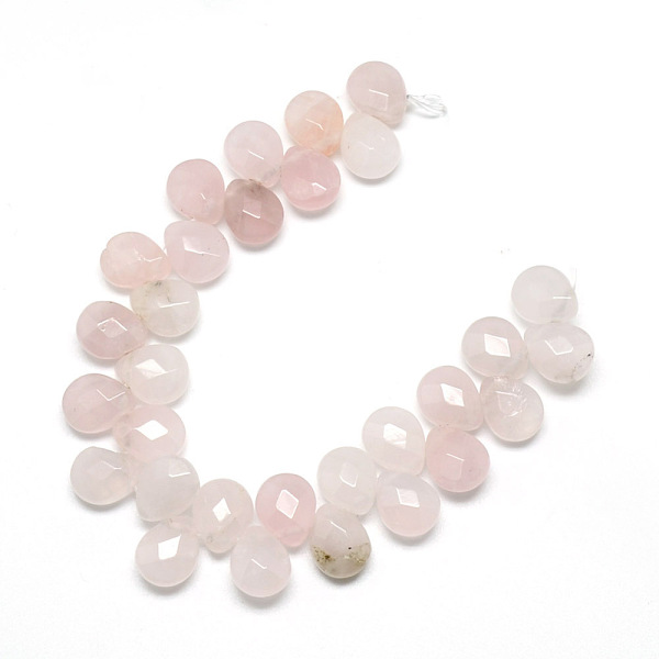 

PandaHall Natural Rose Quartz Gemstone Beads Strands, Top Drilled Beads, Faceted, Teardrop, 12x9~10x6mm, Hole: 1mm , about 30pcs/strand...
