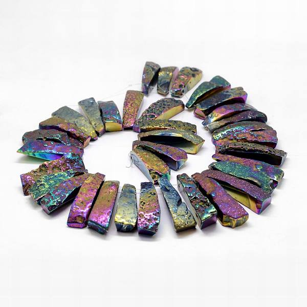 

PandaHall Electroplated Natural & Dyed Agate Bead Strands, Nuggets, Colorful, 23~57x12~18x9~16mm, Hole: 2mm, about 32~34pcs/strand Natural...