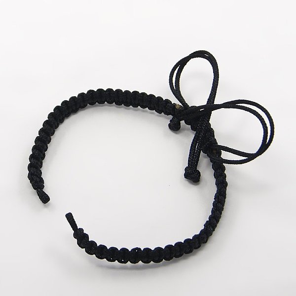 

PandaHall Braided Nylon Cord for DIY Bracelet Making, Black, 145~155x5x2mm, Hole: 2~4mm Nylon Black