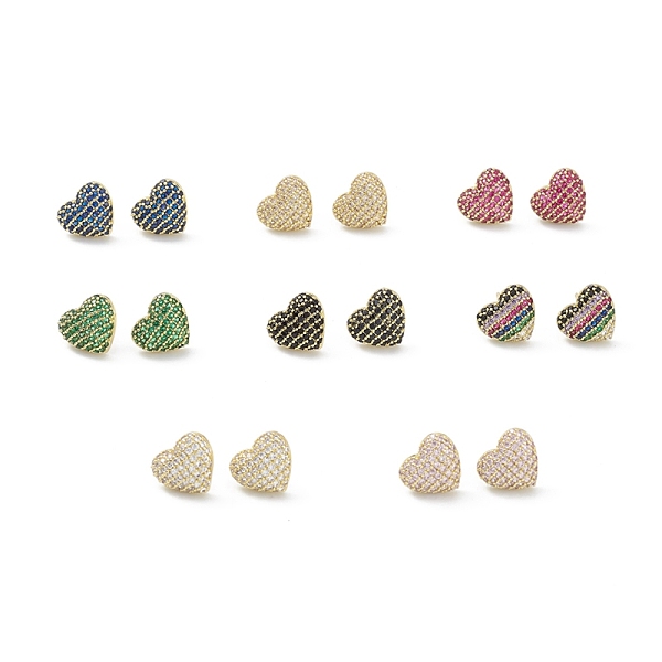 

PandaHall Heart Brass Cubic Zirconia Ear Studs for Women Men, Lead Free & Cadmium Free, Real 18K Gold Plated, Long-Lasting Plated, Mixed..., Multicolor