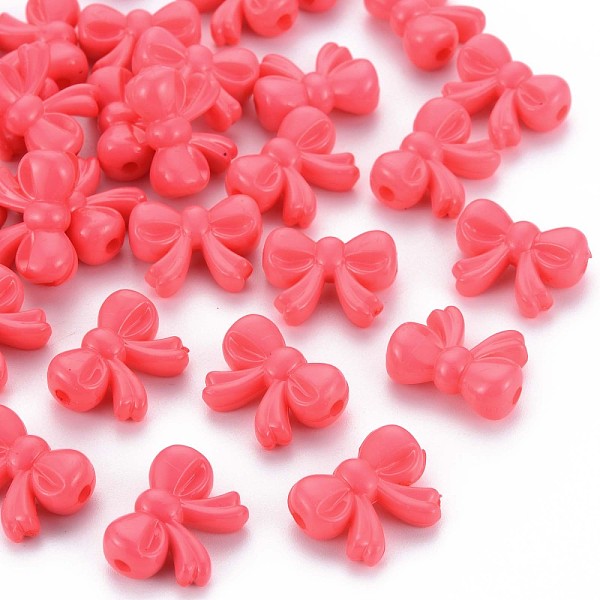 

PandaHall Opaque Acrylic Beads, Bowknot, Tomato, 15.5x20x8.5mm, Hole: 2mm, about 440pcs/500g Acrylic Bowknot Red